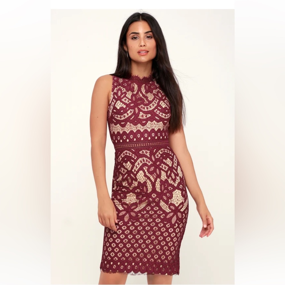 Lulu’s burgundy lace dress, size small